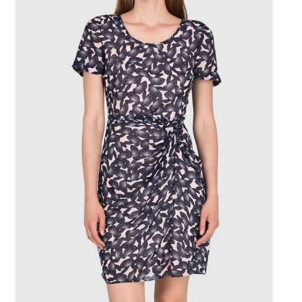 Armani Exchange Floral Dress Pink & Navy Short Sleeve Sheath Sz 4 NWT